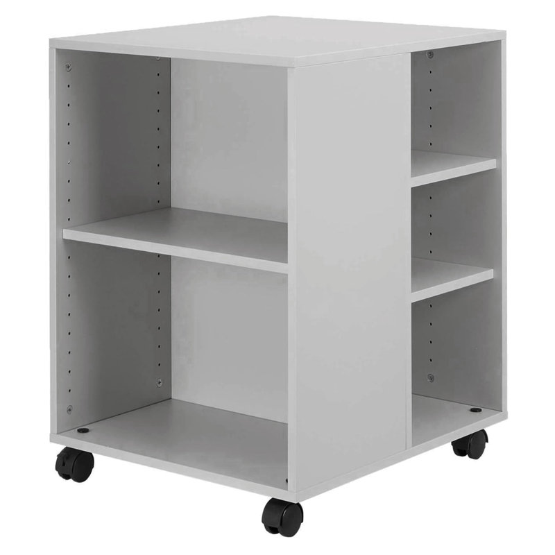 Durable 6 Shelve Office Filing Storage Trolley on Wheels | 75cm Gray , Gray