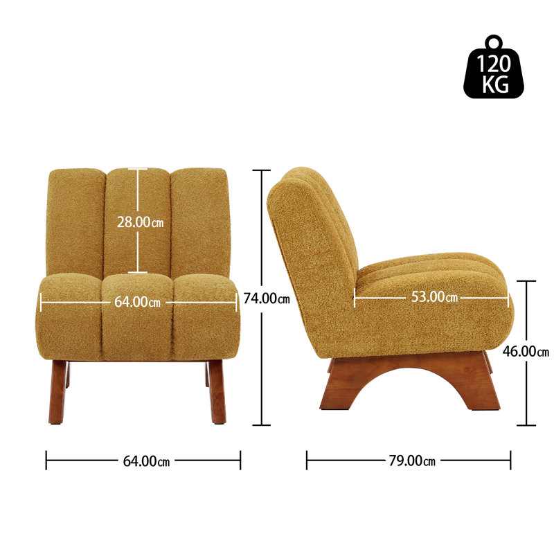 Brinlei 64cm Wide Tufted Lounge Chair, Yellow