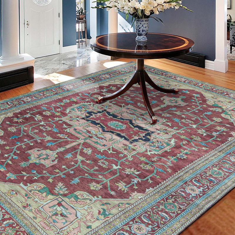 Tapis rouge et rouge noué à la main de haute qualité