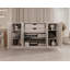 Buffet 100% bois massif 65 po avec portes en verre massif givré, 2 tiroirs et tablettes réglables-1726405230