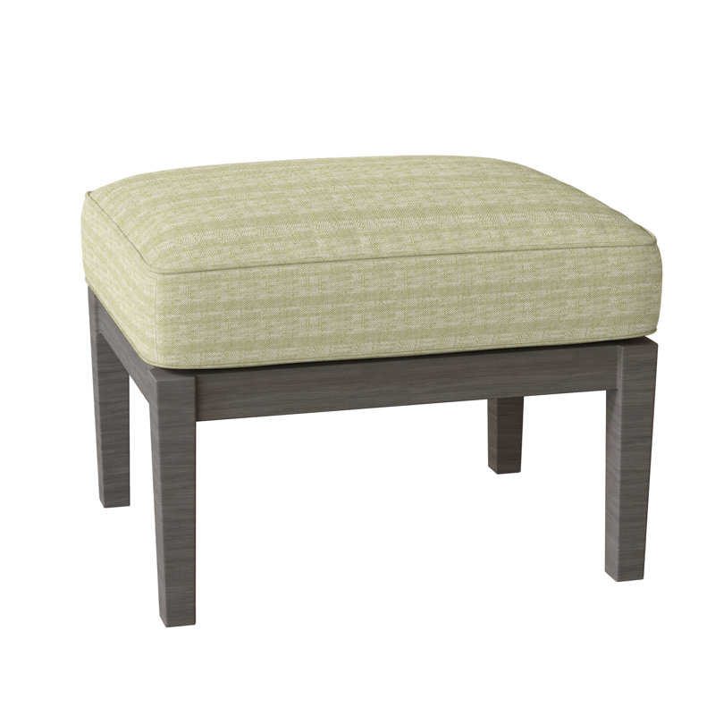 Lattice Outdoor Ottoman with Cushion, Welt, Herringbone Sand