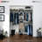 Suitesymphony Wood Closet Organizer Kit With Tower 3 Hang Rods, Top Shelves, 2 Drawers, Adjustable, Fits Spaces 5-9 Ft. Wide, Graphite Grey