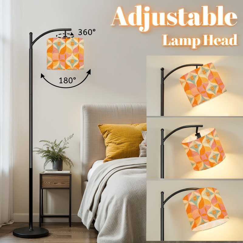 Lampe sur pied Arc avec abat-jour ajustable Lampe sur pied style Mid-Century moderne des années 50 avec 3 températures d'intensité et intensité variable avec interrupteur au pied pour la chambre à coucher