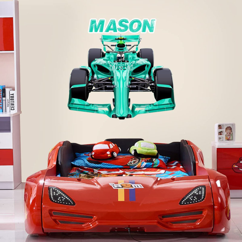 Adhésif décoratif voiture de course, Turquoise, H 28 po x l 30 po
