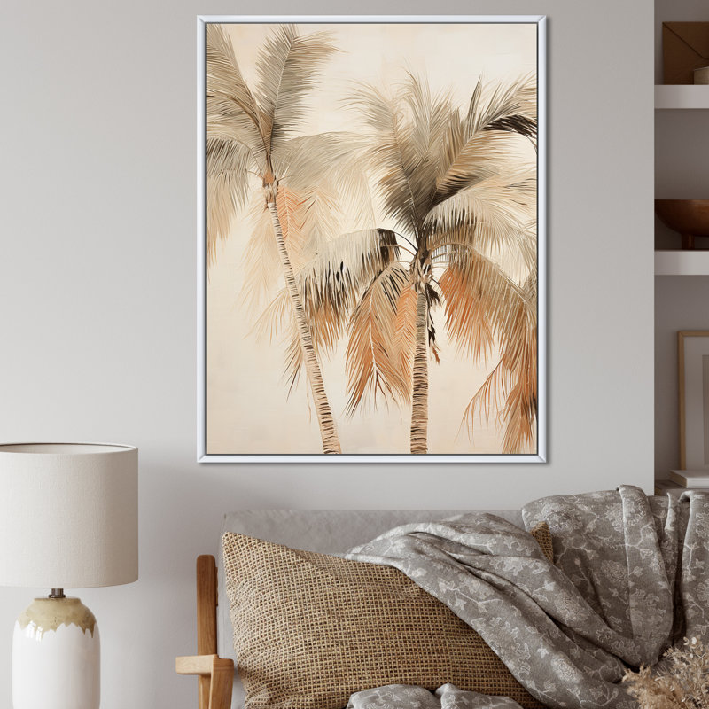 Minimalisme rétro, tranquillité tropicale, palmiers II - palmiers, reproduction d'art sur toile, H 32 po x l 24 po x P 1 po