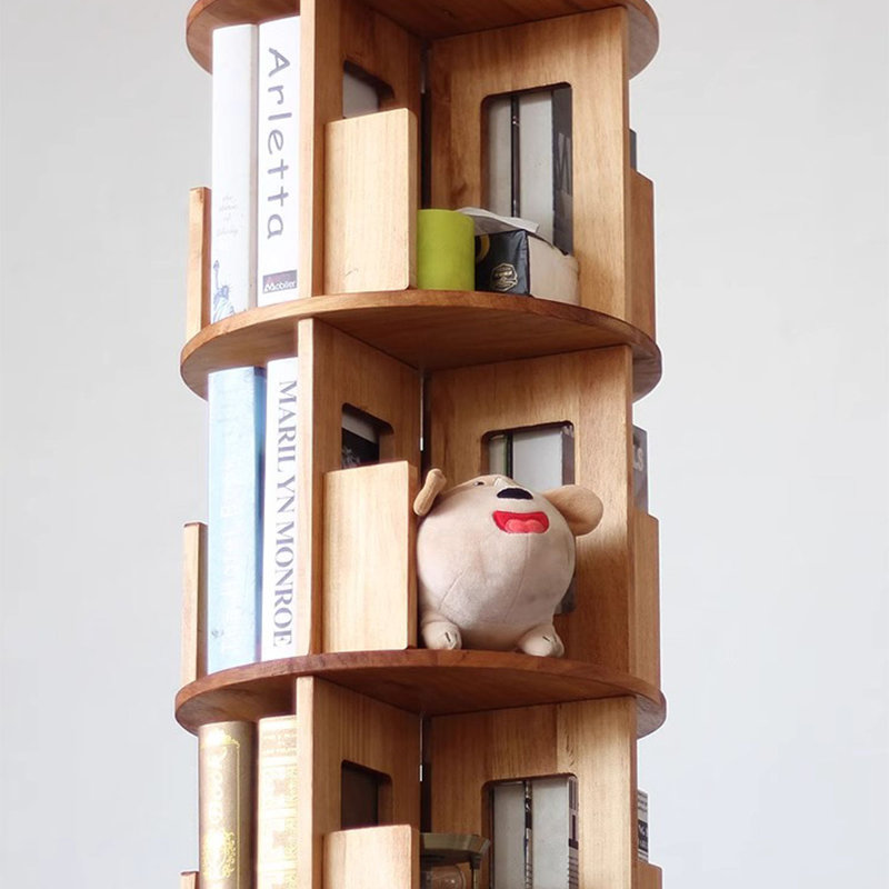 Burlywood Modern Solid wood Rotating Bookshelf