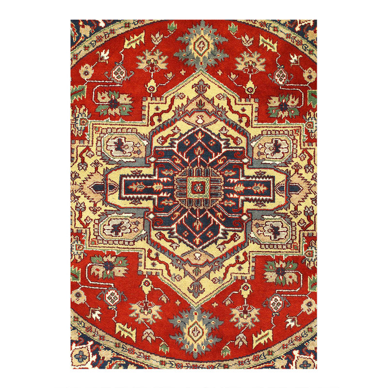 Rust Fine Hand-Knotted Round Serapi Design 7'9"X 7'9"