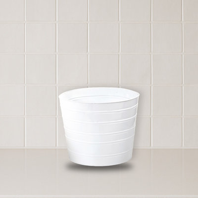Farmhouse White Metal Ribbed Planter