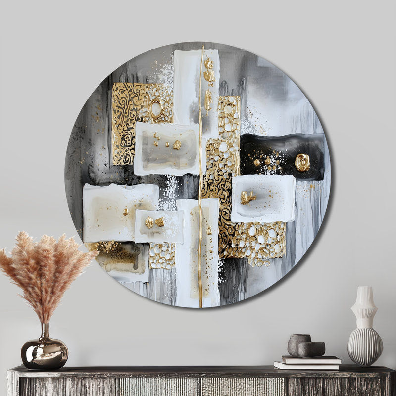 «Golden Balance», art mural abstrait géométrique moderne, H 29 po x l 29 po