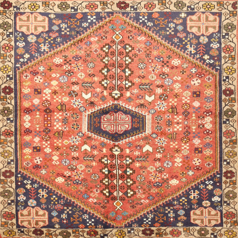 Tapis brun/beige traditionnel Ioanna, Carré 3 pi