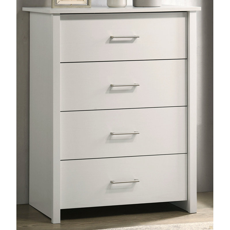 Commode 4 tiroirs avec poignées l 32 ", Blanc