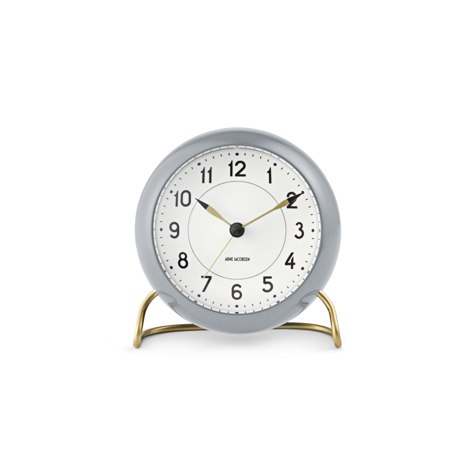 Station Analog Electric Alarm Tabletop Clock, White/Gray/Gold
