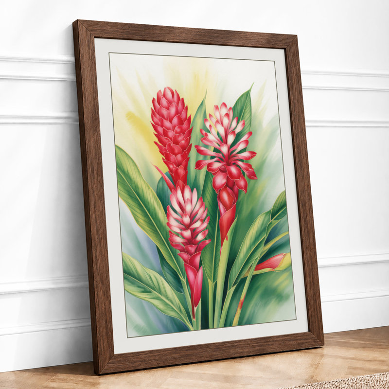 Ginger Blooms Botanical 1 Piece Single Picture Frame Wall Art, A3 - 42.0 x 29.7 cm, Walnut