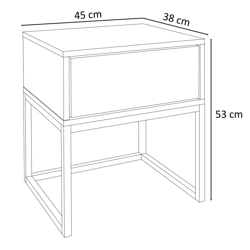 Varonique 1 Drawer Bedside Table, Gold, Black