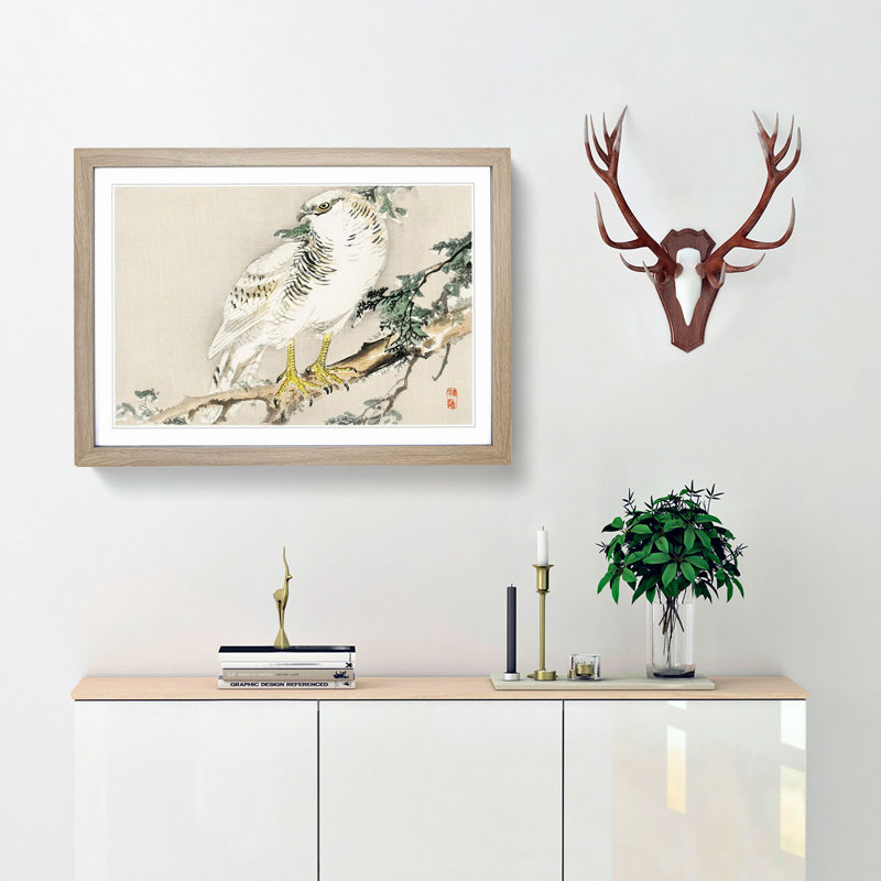 Northern Mockingbird by Kono Baireir - Picture Frame Painting Print, Oak Framed, 62cm H x 87cm W x 2cm D
