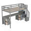 Structure de lit mezzanine avec bureau intégré et tiroirs de rangement doubles-270690882