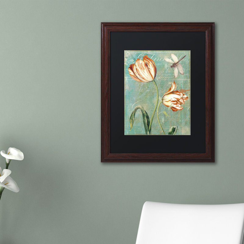 "tulipes ablaze i" par, impression encadrée Jadaya, Noir, H 20 po x l 16 po, Toile avec cadre brun