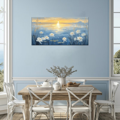 Beach Wall Art Canvas - Coastal Beach Pictures Wall Decor Ocean Canvas Wall Art Painting, Modern Beach Art Artwork Prints for Living Room Wall, Framed Wrapped Canvas Print, 12×24 inches