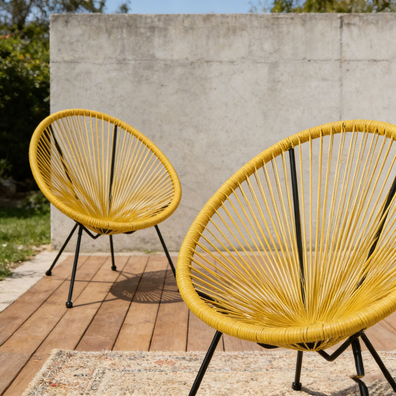 Ensemble de chaise longue de patio, Jaune
