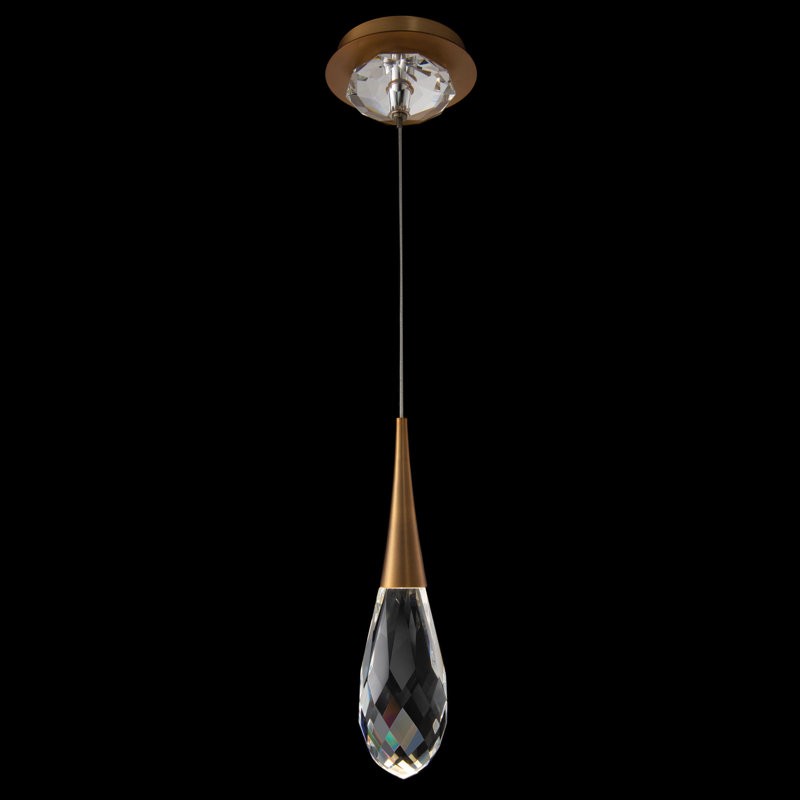 Hibiscus 1 Light LED Mini Pendant, Aged Brass