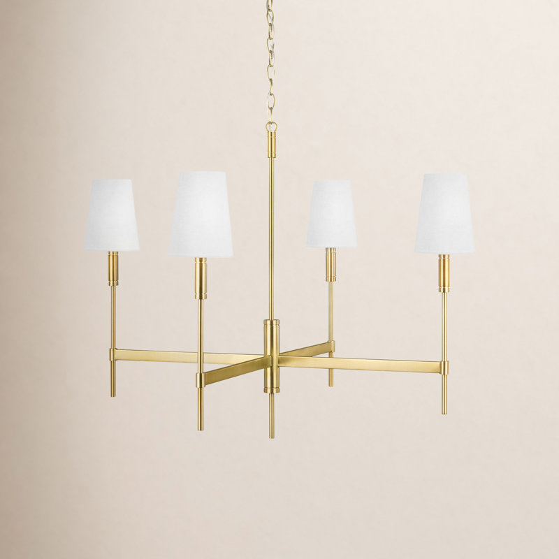 Beckham 4 - Light Chandelier, Burnished Brass, 27.38" H x 36" W x 36" D
