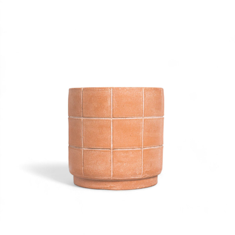 Grid Terracotta Planter Small, 8" H X 8" W X 8" D