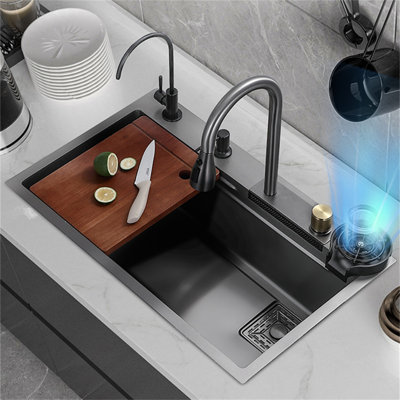 Évier de cuisine encastré 29,5 po x l 18,1 po avec robinet et accessoires