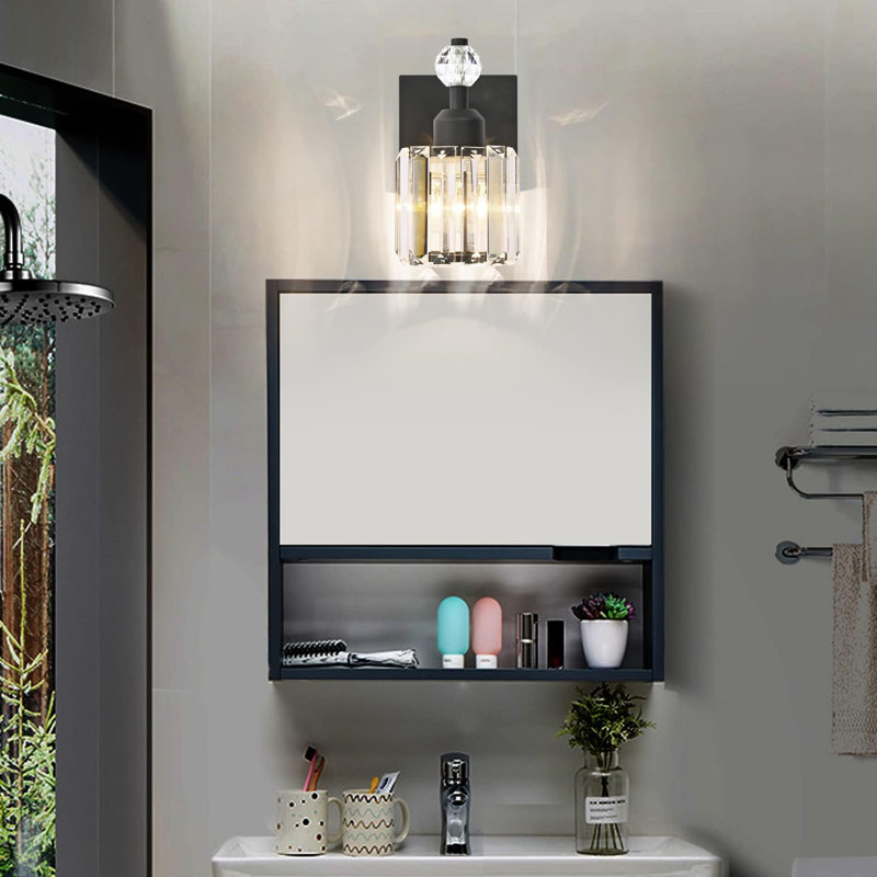 Luminaire de salle de bain moderne en cristal, compatible avec les ampoules E26, conception imperméable, installation facile, homologué UL