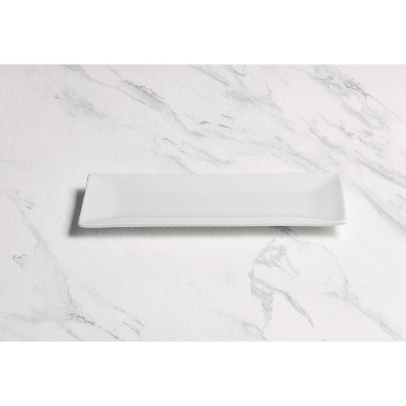 PANORAMAN Assiette rectangulaire en porcelaine ivoire panoramique de qualité supérieure | Va au micro-ondes et au lave-vaisselle