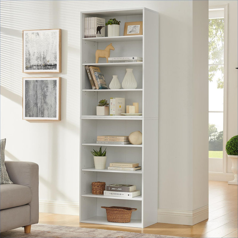 Utilisation à la maison et au bureau Tablette de rangement multifonctionnelle ajustable en MDF blanc à 8 couches pour livres, CD et DVD
