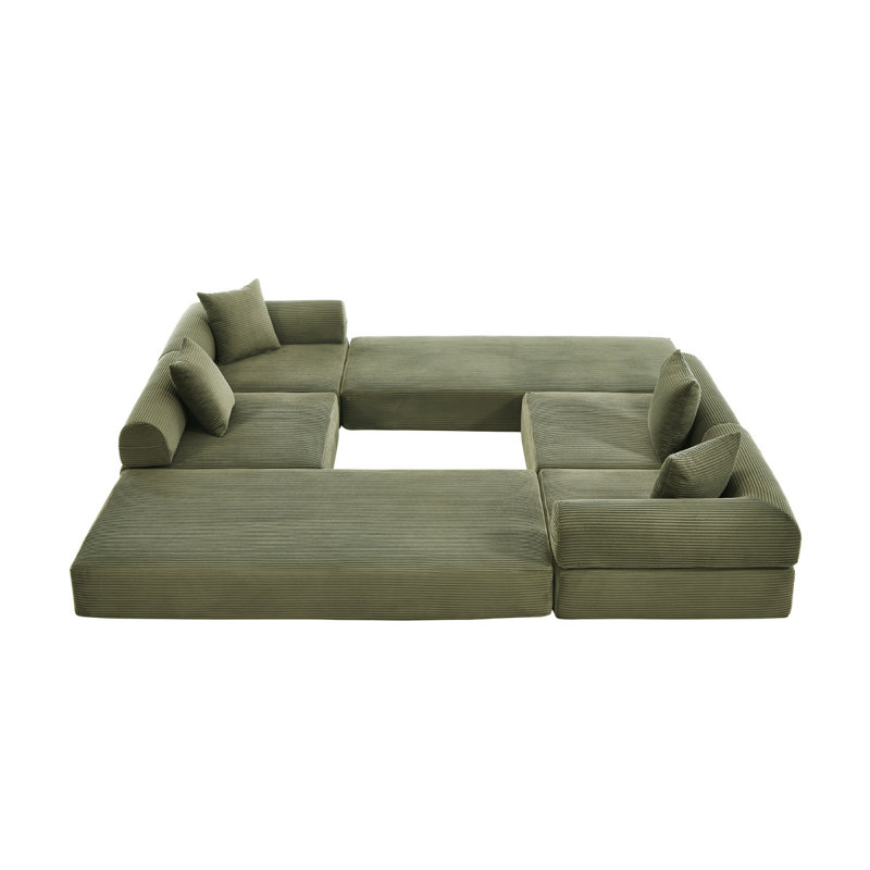UNITED WE WIN Convertible Folding Sofa Bed, With Fixed Frame And Pillow Back Handrail, Cloud Corduroy Folding Mattress Sofa, Folding Memory Foam Bed In Living Room/Dormitory/Guest Room/Home Office/Apt