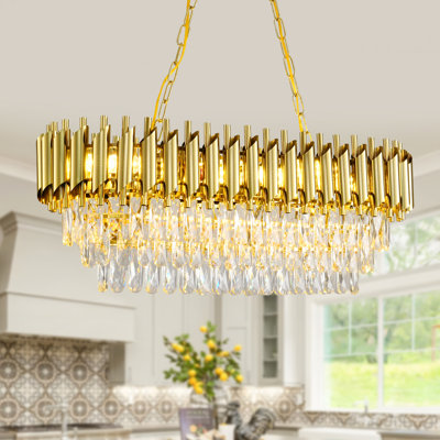 Lustre en cristal moderne moderne 8 lumières pour salle à manger lustre en cristal