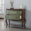 Commode décorative rétro en bois patiné vert