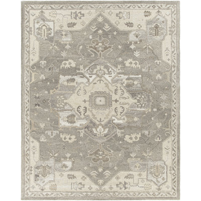 Burkholder Oriental Hand-Tufted Wool Charcoal/Taupe Area Rug
