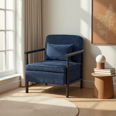 Chaise d'appoint Mid-Century moderne avec cadre en bois et coussin de taille
