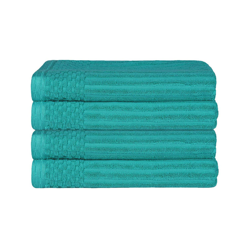 Serviette de bain épaisse absorbante en coton côtelé, Turquoise
