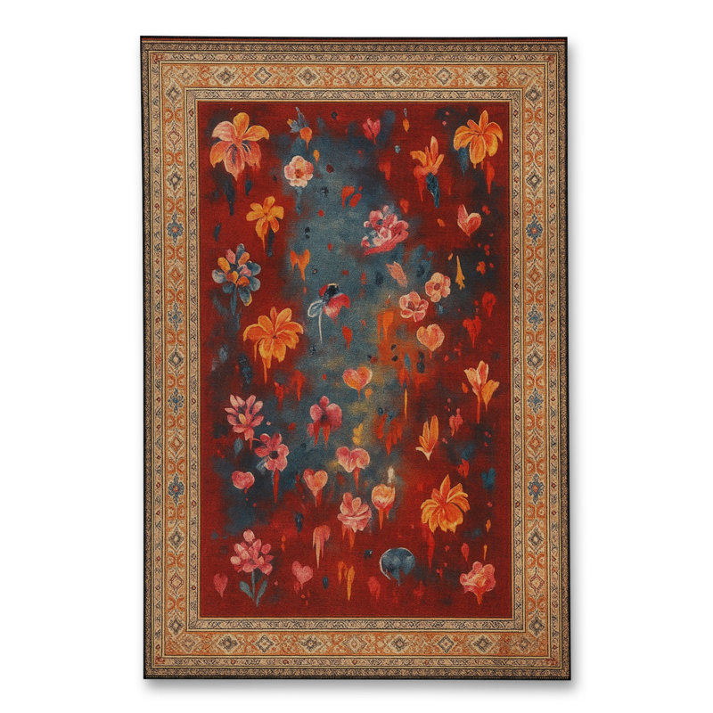 Tapis vert tissé à motif lavable Mosso, 4 pi 7 po x 6 pi 7 po