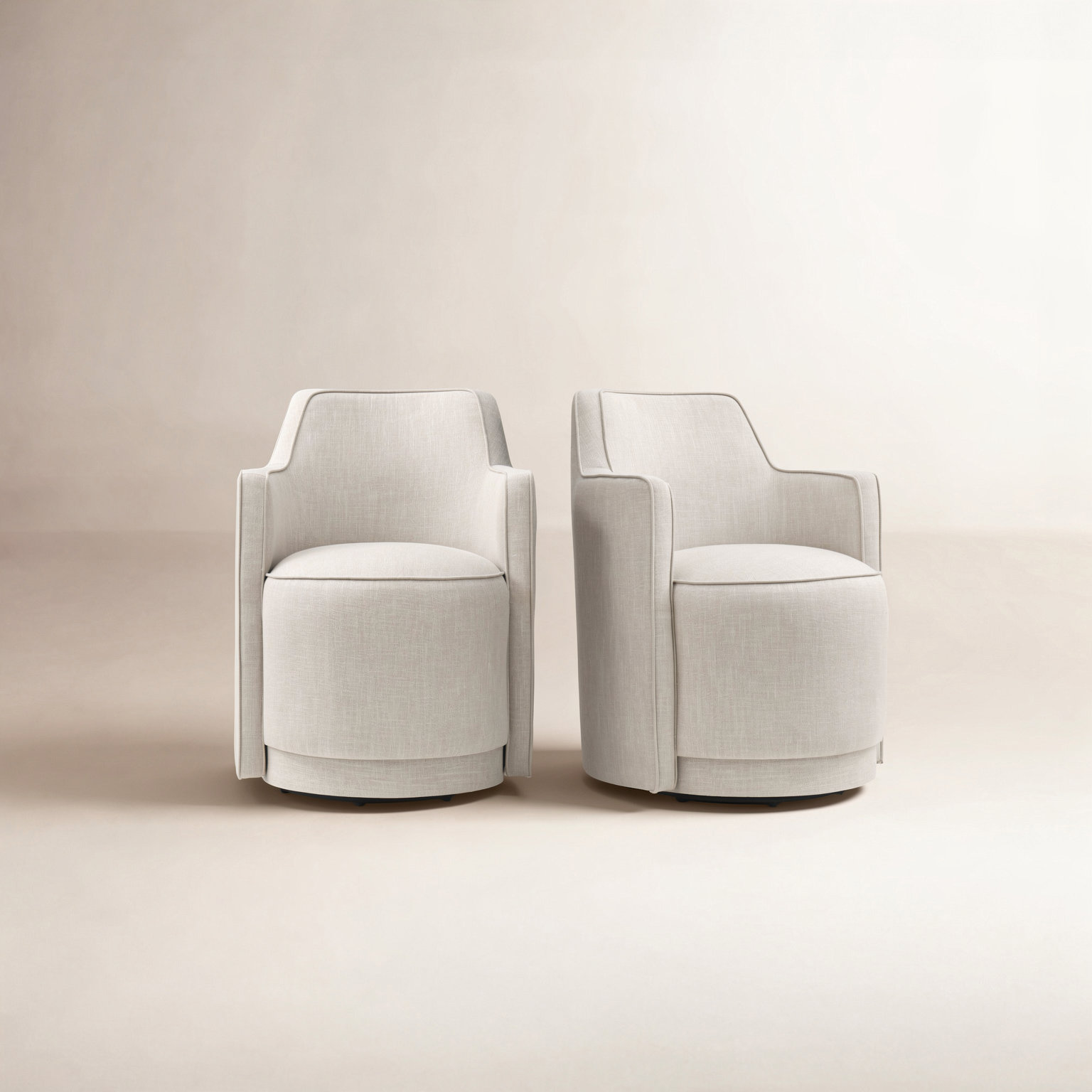 19" Seat Height Upholstered Swivel Dining Chair, Beige