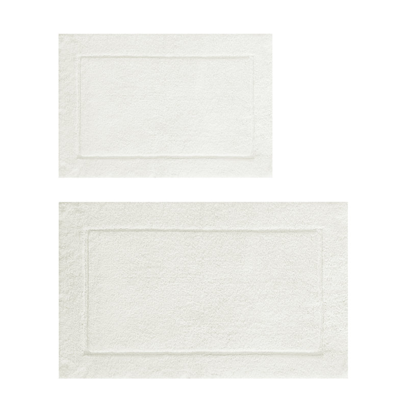 Ensemble de tapis de bain 100% coton Border, Blanc