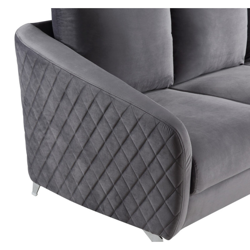Causeuse moderne chic en velours gris Sofia, Gris