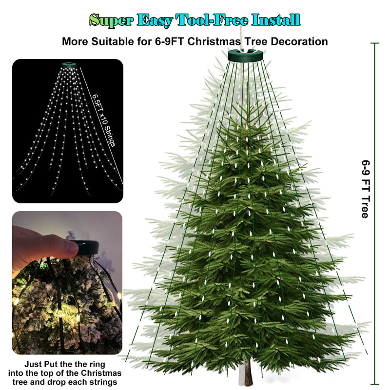 Lumières de Noël pour arbre avec 200 DEL