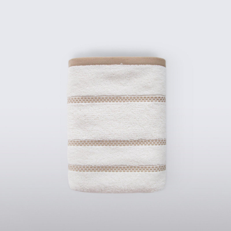 Serviette de bain Gerda simple, Beige / Blanc