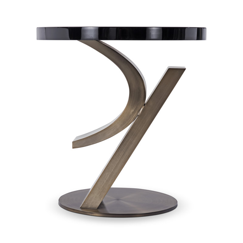 Table de bout à piédestal Bergamot, Bronze antique brossé