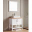 Meuble-lavabo 32 po avec lavabo, meuble-lavabo simple avec portes et tablette ouverte, petit meuble-lavabo en bois massif avec lavabo, blanc + naturel