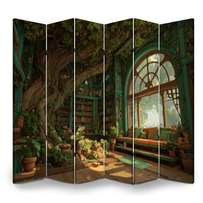 Cloison pliante 6 panneaux paravent Royal Forest Treehouse