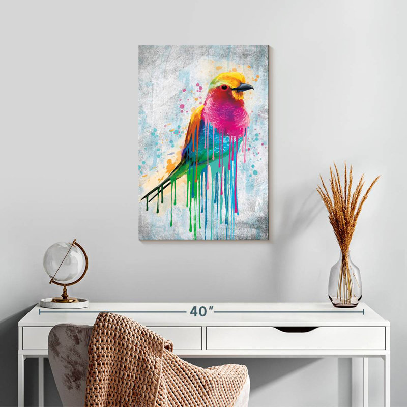 Brampt Lilac-Breasted Roller Paint Drip, 24" H x 16" W