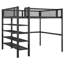 Lit mezzanine double en métal avec 4 tablettes de rangement. Créez une atmosphère de chambre à coucher sereine et un espace de travail à multiples facettes - construction solide, espace diversifié, look moderne-2086953042-2086953047
