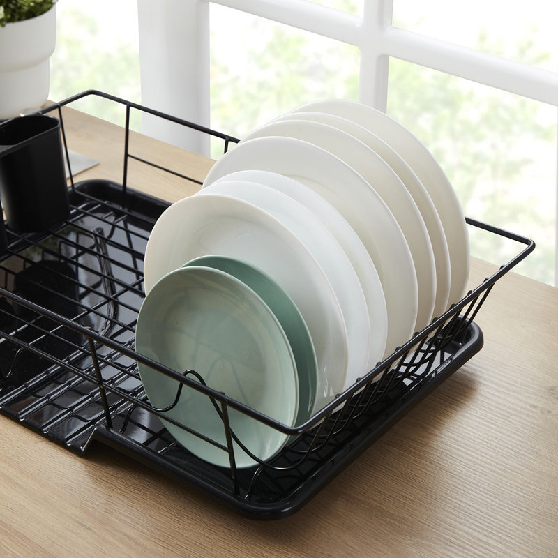 Égouttoir à vaisselle en acier 3 pièces par Sweet Home Collection, Noir, noir, noir, noir