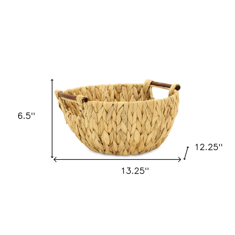 Panier en jacinthe d'eau tissé naturel 13 po