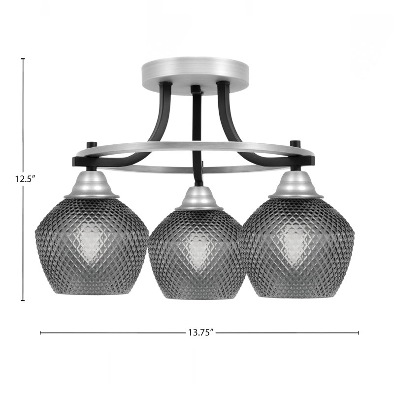 Verre fumé 6 "Paramount, Noir mat/nickel brossé, Noir
